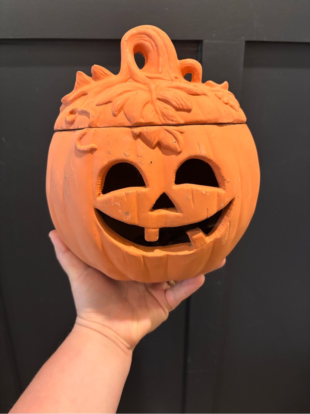 Vintage terra-cotta Orange Jack-O'-Lantern